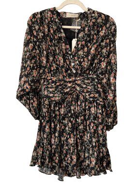 By Together Mini Dress Size Small Floral Long Sleeve Ruffle Hem Whimsigoth NEW